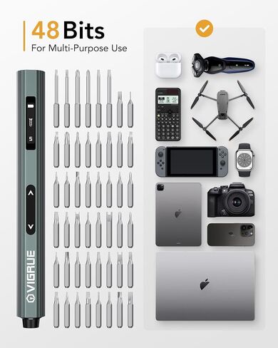 VIGRUE Electric Screwdriver with Display, Mini Cordless Precision Screwdriver Set with 48 Magnetic Bits, Small Electric Screwdriver For Electronics Laptops Glasses Clocks in Saudi Arabia