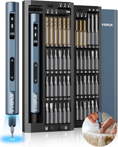 VIGRUE Electric Screwdriver with Display, Mini Cordless Precision Screwdriver Set with 48 Magnetic Bits, Small Electric Screwdriver For Electronics Laptops Glasses Clocks in Saudi Arabia