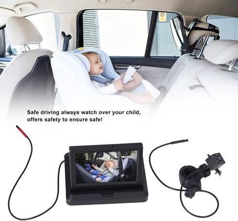 Baby Car Camera, Folding Car Rear View Monitor, 140° View Angle Car Camera with Crystal Clear View Infant Travel Safety Baby Car Backseat Camera, Easily Observe Your Baby Every in Saudi Arabia