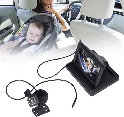 Baby Car Camera, Folding Car Rear View Monitor, 140° View Angle Car Camera with Crystal Clear View Infant Travel Safety Baby Car Backseat Camera, Easily Observe Your Baby Every in Saudi Arabia