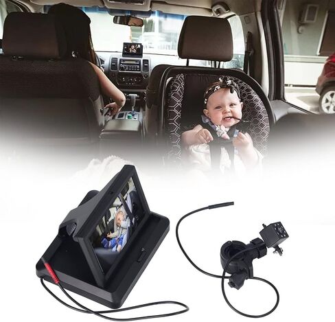 Baby Car Camera, Folding Car Rear View Monitor, 140° View Angle Car Camera with Crystal Clear View Infant Travel Safety Baby Car Backseat Camera, Easily Observe Your Baby Every in Saudi Arabia