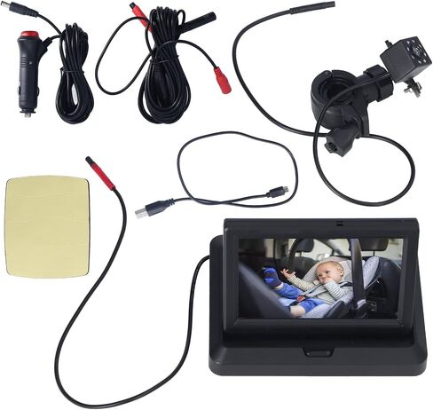 Baby Car Camera, Folding Car Rear View Monitor, 140° View Angle Car Camera with Crystal Clear View Infant Travel Safety Baby Car Backseat Camera, Easily Observe Your Baby Every in Saudi Arabia
