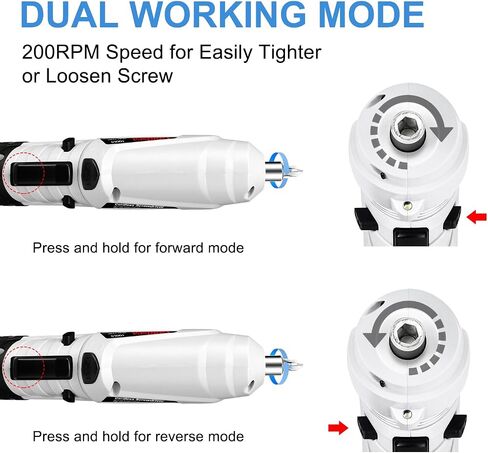 Electric Screwdriver Goldsea 4.2V Cordless Screwdriver 3.5N.m 1500mAh Type-C Charging 10pcs Screwdriver Bits 1/4" Hex Chuck 90°/180° deformation handle Forward and reverse adjustment LED Light in Saudi Arabia