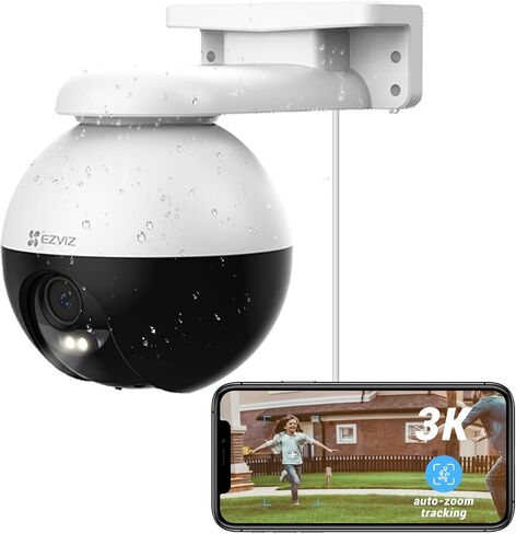 كاميرا أمان EZVIZ 360 درجة في الهواء الطلق، كاميرا WiFi لأمن المنزل، كاميرا مراقبة، بدون اشتراك مع كشف الحركة، رؤية ليلية ملونة، التقاط الصوت، مقاومة للماء، Alexa/Google، 256 جيجابايت| C8C in Kuwait