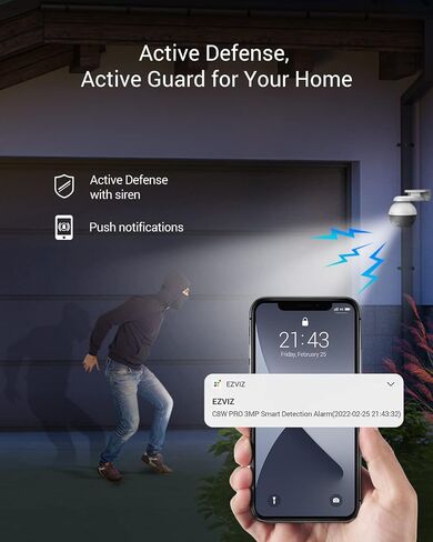 كاميرا أمان EZVIZ 360 درجة في الهواء الطلق، كاميرا WiFi لأمن المنزل، كاميرا مراقبة، بدون اشتراك مع كشف الحركة، رؤية ليلية ملونة، التقاط الصوت، مقاومة للماء، Alexa/Google، 256 جيجابايت| C8C in Kuwait