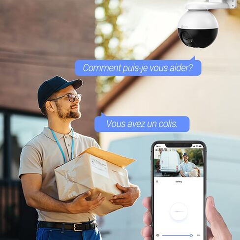 كاميرا أمان EZVIZ 360 درجة في الهواء الطلق، كاميرا WiFi لأمن المنزل، كاميرا مراقبة، بدون اشتراك مع كشف الحركة، رؤية ليلية ملونة، التقاط الصوت، مقاومة للماء، Alexa/Google، 256 جيجابايت| C8C in Kuwait