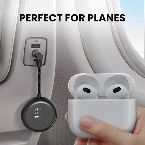 Avantree SoundJet R1 [2024 New] - Airplane Bluetooth 5.3 Adapter for up to 2 AirPods or Headphones with Low Latency and 20hr Playtime, Wireless Audio Transmitter for Flights, Travel, Gym, TV, Tablet in Kuwait