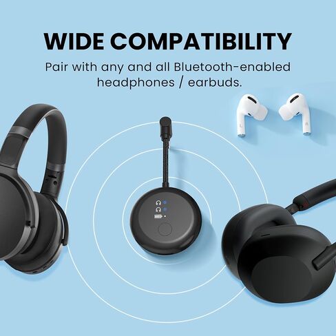Avantree SoundJet R1 [2024 New] - Airplane Bluetooth 5.3 Adapter for up to 2 AirPods or Headphones with Low Latency and 20hr Playtime, Wireless Audio Transmitter for Flights, Travel, Gym, TV, Tablet in Kuwait
