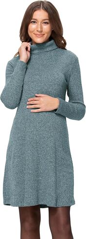 Womens Long Sleeve Ribbed Knit Turtleneck Maternity Dress in Saudi Arabia
