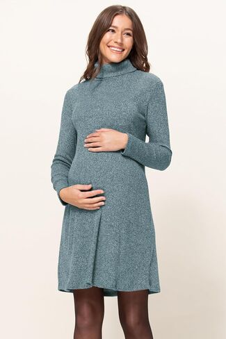 Womens Long Sleeve Ribbed Knit Turtleneck Maternity Dress in Saudi Arabia