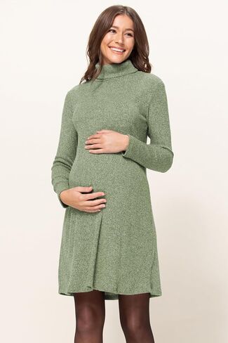 Womens Long Sleeve Ribbed Knit Turtleneck Maternity Dress in Saudi Arabia