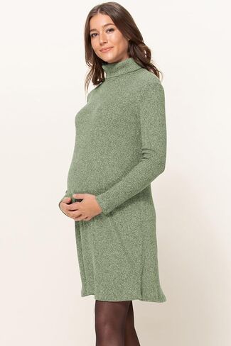 Womens Long Sleeve Ribbed Knit Turtleneck Maternity Dress in Saudi Arabia