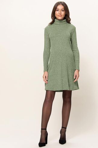 Womens Long Sleeve Ribbed Knit Turtleneck Maternity Dress in Saudi Arabia