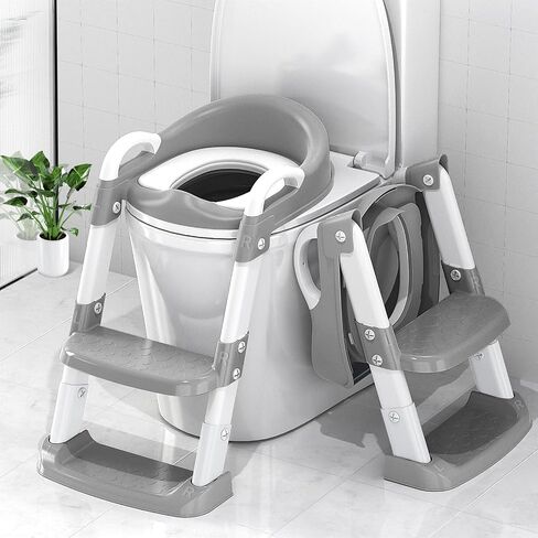 Potty Training Seat With Step Stool Ladder, Adjustable Potty Training Toilet For Kids Boy Girl, Potty Seat with Steps Comfortable Safe Potty Ladder For Toddlers with Adhesive Pad Splash Guard in Saudi Arabia
