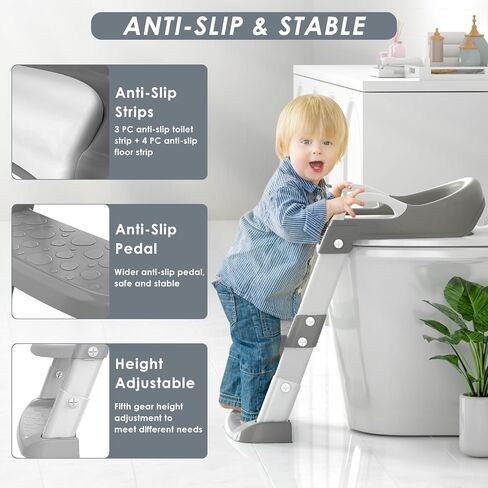 Potty Training Seat With Step Stool Ladder, Adjustable Potty Training Toilet For Kids Boy Girl, Potty Seat with Steps Comfortable Safe Potty Ladder For Toddlers with Adhesive Pad Splash Guard in Saudi Arabia