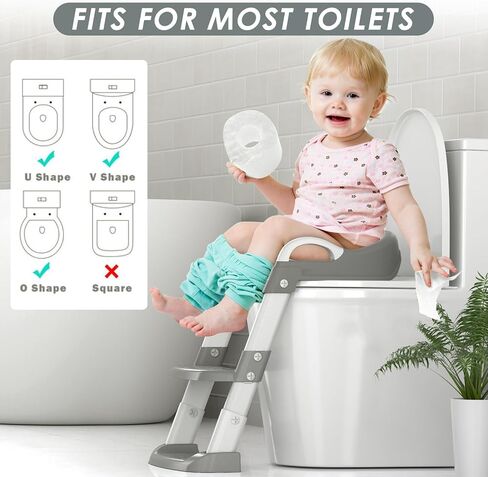 Potty Training Seat With Step Stool Ladder, Adjustable Potty Training Toilet For Kids Boy Girl, Potty Seat with Steps Comfortable Safe Potty Ladder For Toddlers with Adhesive Pad Splash Guard in Saudi Arabia