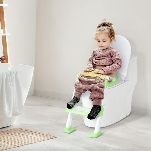 Potty Training Seat with Step Stool, Toddler Toilet Seat w/Ladder, Potty Training Chart, Splash Guard & Upgraded Non-Slip Pads, Kids Foldable Training Toilet Potty Chair for Boys Girls (Blue) in Saudi Arabia