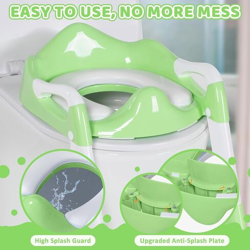 Potty Training Seat with Step Stool, Toddler Toilet Seat w/Ladder, Potty Training Chart, Splash Guard & Upgraded Non-Slip Pads, Kids Foldable Training Toilet Potty Chair for Boys Girls (Blue) in Saudi Arabia