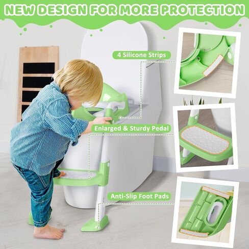 Potty Training Seat with Step Stool, Toddler Toilet Seat w/Ladder, Potty Training Chart, Splash Guard & Upgraded Non-Slip Pads, Kids Foldable Training Toilet Potty Chair for Boys Girls (Blue) in Saudi Arabia