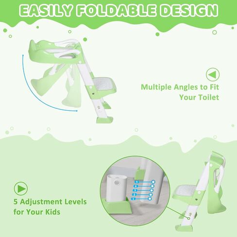 Potty Training Seat with Step Stool, Toddler Toilet Seat w/Ladder, Potty Training Chart, Splash Guard & Upgraded Non-Slip Pads, Kids Foldable Training Toilet Potty Chair for Boys Girls (Blue) in Saudi Arabia