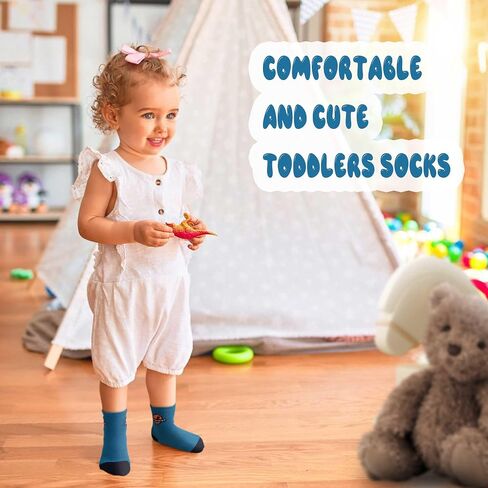 Tphon Toddler Baby Non Slip Socks Infant Anti Skid Socks with Grips 12 Pairs Crew Socks for 0-7 Years Kids Boys Girls in Kuwait