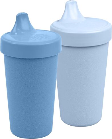 Re-Play Made in USA 2 Pack Sippy Cups for Toddlers, 10 Oz. - Reusable Spill Proof Cups for Kids, Dishwasher/Microwave Safe - Hard Spout Sippy Cups for Toddlers 3.13" x 6.25", Denim/Ice Blue in Saudi Arabia