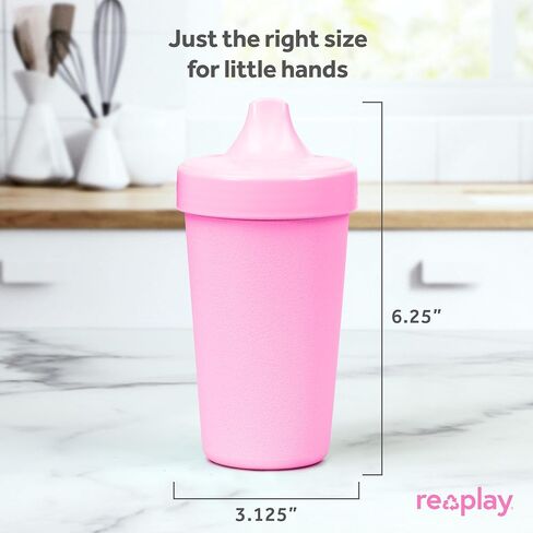 Re-Play Made in USA 2 Pack Sippy Cups for Toddlers, 10 Oz. - Reusable Spill Proof Cups for Kids, Dishwasher/Microwave Safe - Hard Spout Sippy Cups for Toddlers 3.13" x 6.25", Denim/Ice Blue in Saudi Arabia