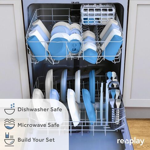 Re-Play Made in USA 2 Pack Sippy Cups for Toddlers, 10 Oz. - Reusable Spill Proof Cups for Kids, Dishwasher/Microwave Safe - Hard Spout Sippy Cups for Toddlers 3.13" x 6.25", Denim/Ice Blue in Saudi Arabia