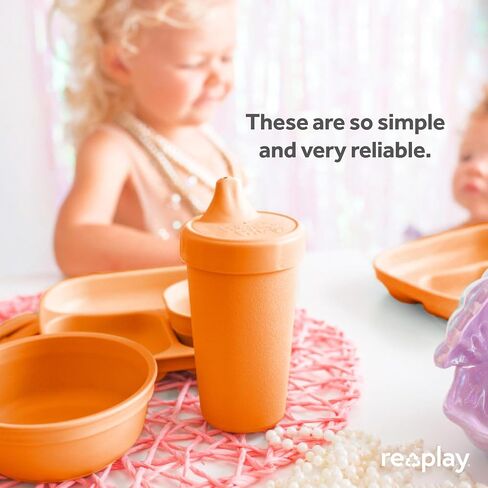 Re-Play Made in USA 2 Pack Sippy Cups for Toddlers, 10 Oz. - Reusable Spill Proof Cups for Kids, Dishwasher/Microwave Safe - Hard Spout Sippy Cups for Toddlers 3.13" x 6.25", Denim/Ice Blue in Saudi Arabia