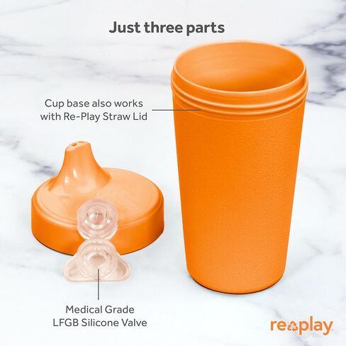 Re-Play Made in USA 2 Pack Sippy Cups for Toddlers, 10 Oz. - Reusable Spill Proof Cups for Kids, Dishwasher/Microwave Safe - Hard Spout Sippy Cups for Toddlers 3.13" x 6.25", Denim/Ice Blue in Saudi Arabia