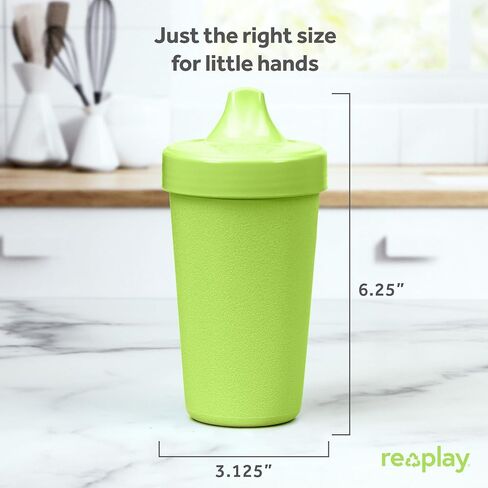 Re-Play Spill-Proof Sippy Cups for Toddlers - Kids Reusable 10 Oz Set of 4, Dishwasher & Microwave Safe, Made in USA, True Blue in Saudi Arabia