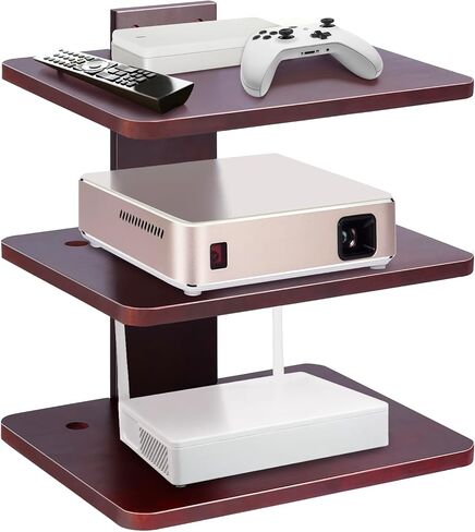 Wood Floating Shelves Wall Mount with 3 Shelves,Projector Wall Mount Shelf,Projector Shelf Entertainment Center Shelves Supports for DVD Players Games Consoles Cable Boxes TV Accessories in Kuwait