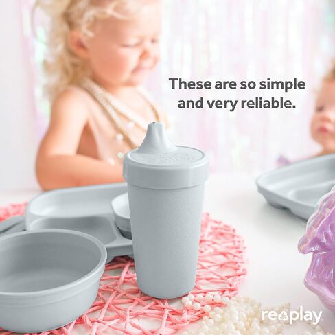 Re-Play Spill-Proof Sippy Cups for Toddlers - Kids Reusable 10 Oz Set of 4, Dishwasher & Microwave Safe, Made in USA, True Blue in Saudi Arabia
