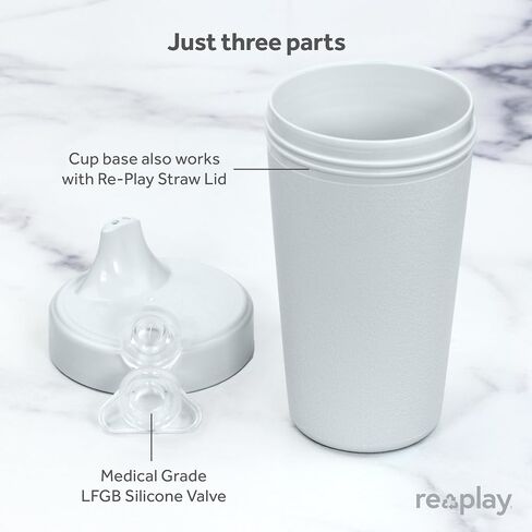 Re-Play Spill-Proof Sippy Cups for Toddlers - Kids Reusable 10 Oz Set of 4, Dishwasher & Microwave Safe, Made in USA, True Blue in Saudi Arabia