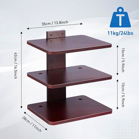 Wood Floating Shelves Wall Mount with 3 Shelves,Projector Wall Mount Shelf,Projector Shelf Entertainment Center Shelves Supports for DVD Players Games Consoles Cable Boxes TV Accessories in Kuwait