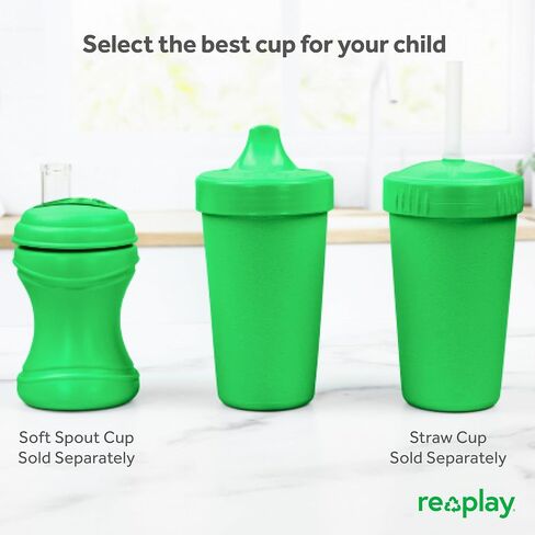 Re-Play Spill-Proof Sippy Cups for Toddlers - Kids Reusable 10 Oz Set of 4, Dishwasher & Microwave Safe, Made in USA, True Blue in Saudi Arabia