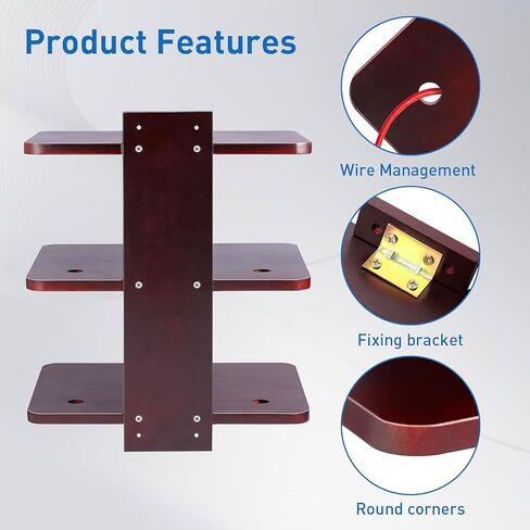 Wood Floating Shelves Wall Mount with 3 Shelves,Projector Wall Mount Shelf,Projector Shelf Entertainment Center Shelves Supports for DVD Players Games Consoles Cable Boxes TV Accessories in Kuwait