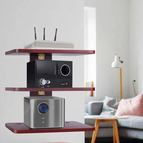 Wood Floating Shelves Wall Mount with 3 Shelves,Projector Wall Mount Shelf,Projector Shelf Entertainment Center Shelves Supports for DVD Players Games Consoles Cable Boxes TV Accessories in Kuwait