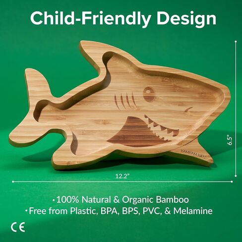 Bamboo Divided Suction Plates for Baby - Strong Suction Plates for Toddlers - Non-toxic All Natural Eco Friendly Materials - Dinosaur in Saudi Arabia