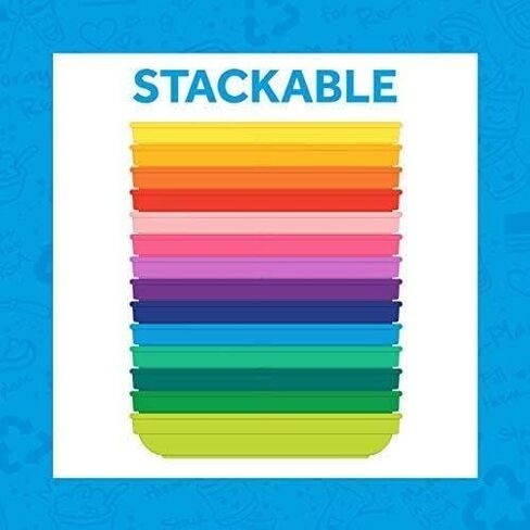 Re-Play Made in USA 22 Oz. Reusable Flat Plates for Baby & Toddler Feeding - Dishwasher and Microwave Safe Durable Flat Plates, Set of 6, 7.37" x 7.37" x 1.25", Crayon Box in Kuwait