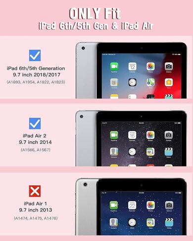 BMOUO Case for iPad 6th 5th Generation (iPad 9.7 inch, 2018/2017), Pink in Kuwait