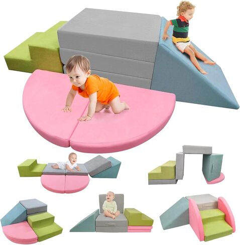 Foam Climbing Blocks for Toddlers 7 PCS Foldable Soft Play Set Toddler Climbing Toys Indoor Baby Climbing Gym Kids Corner Climber in Saudi Arabia