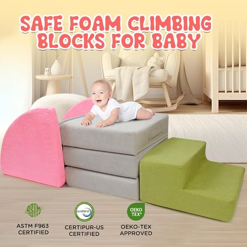 Foam Climbing Blocks for Toddlers 7 PCS Foldable Soft Play Set Toddler Climbing Toys Indoor Baby Climbing Gym Kids Corner Climber in Saudi Arabia