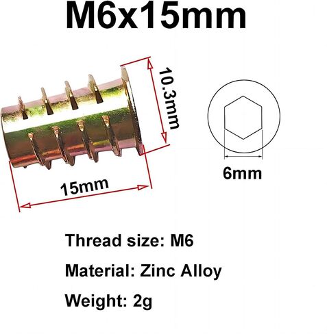 20 قطعة من إدراجات مترابطة، إدراجات مترابطة للخشب M5x13mm، صواميل إدراج ملولبة من سبائك الزنك، محرك مقبس سداسي للواجهة in Saudi Arabia