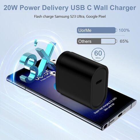 20W Fast Charging Block for iPhone 16/16 Plus/16 Pro/16 Pro Max/15/14, Type C Samsung Power Adapter Wall Plug USB-C Brick for Galaxy S24 Ultra S23 FE S22 S21 FE A06 A15 A35 A14 A54 A13/Z Flip Fold 6 5 in Kuwait