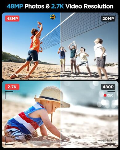 Digital Camera with 64GB Card, FHD 1080P 48MP Kids Camera with 16X Zoom Anti Shake 2 Batteries, Compact Portable Small Point and Shoot Digital Cameras Gift for Kid Student Children Teen Girl Boy in Saudi Arabia
