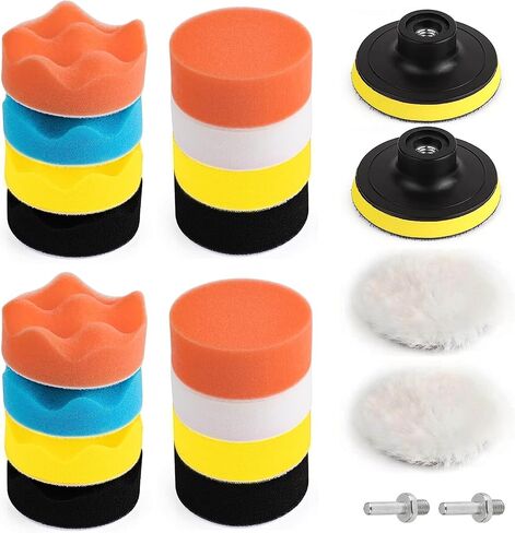 22 Pcs Polishing Pads Kit,3 Inch Sponge Buffing Pads,Buffer for Car Detailing, Polishing Wheel for Drill,Car Buffer Polisher Kit Drill Buffing Kit for Car Polishing, Waxing, Sealing Glaze in Kuwait