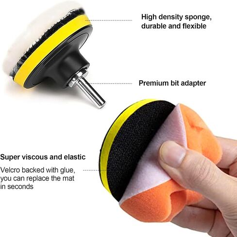 22 Pcs Polishing Pads Kit,3 Inch Sponge Buffing Pads,Buffer for Car Detailing, Polishing Wheel for Drill,Car Buffer Polisher Kit Drill Buffing Kit for Car Polishing, Waxing, Sealing Glaze in Kuwait