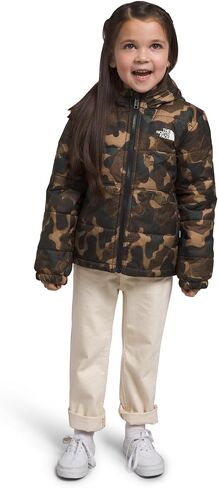 سترة بغطاء للرأس بسحاب كامل من THE NORTH FACE قابلة للعكس (للأطفال الصغار)، نسيج بني مموه، طباعة صغيرة، 4T للأطفال الصغار in Kuwait