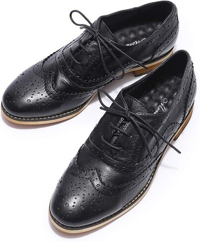 حذاء Mona Flying للسيدات مصنوع يدويًا ومريح من نوع Wingtip Oxfords Brogue للسيدات بأربطة من الجلد in Saudi Arabia
